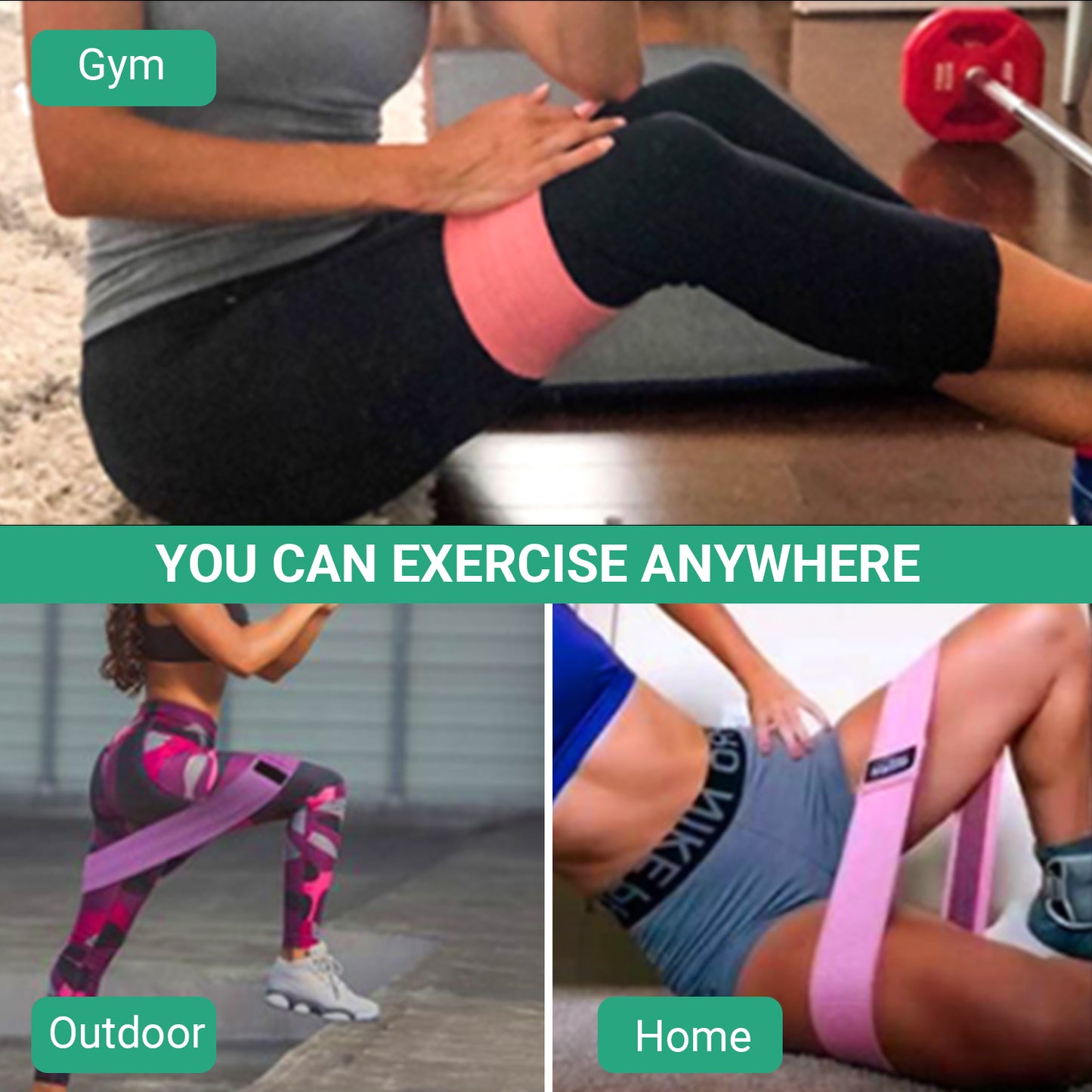 Non-slip SUPER advanced power and elastic resistance loop for exercising hips, thighs and squats