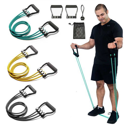 CACTUS FITNESS Latex Resistance Exercise Bands with Handles, 3 Tubes Fitness Bands with Handles with Door Anchor for Home Work Out